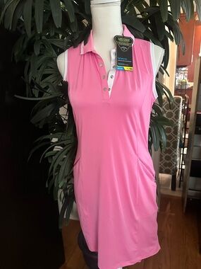 🩷💕NWT Callaway Begonia Pink & White Golf Tennis Sport Dress w/ shorts S🩷💕